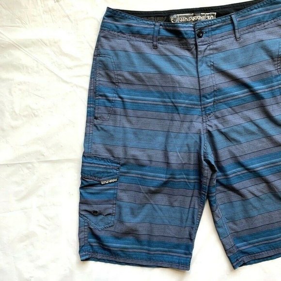 Ocean Current Board Shorts Swim Trunks Men 30 (31) Striped Stretch Surfing Beach - Picture 5 of 12